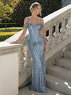 Off the Shoulder Sequin Mermaid Formal Dresses