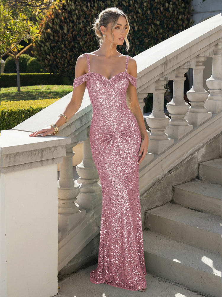 Off the Shoulder Sequin Mermaid Formal Dresses