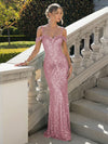 Off the Shoulder Sequin Mermaid Formal Dresses