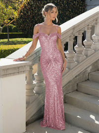Spaghetti Straps Sequin Mermaid Prom Dress