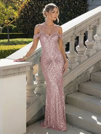 Spaghetti Straps Sequin Mermaid Prom Dress