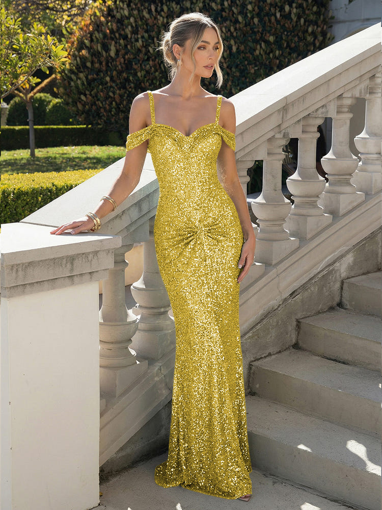 Off the Shoulder Sequin Mermaid Formal Dresses