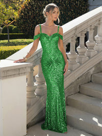 Spaghetti Straps Sequin Mermaid Prom Dress