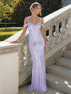 Off the Shoulder Sequin Mermaid Formal Dresses