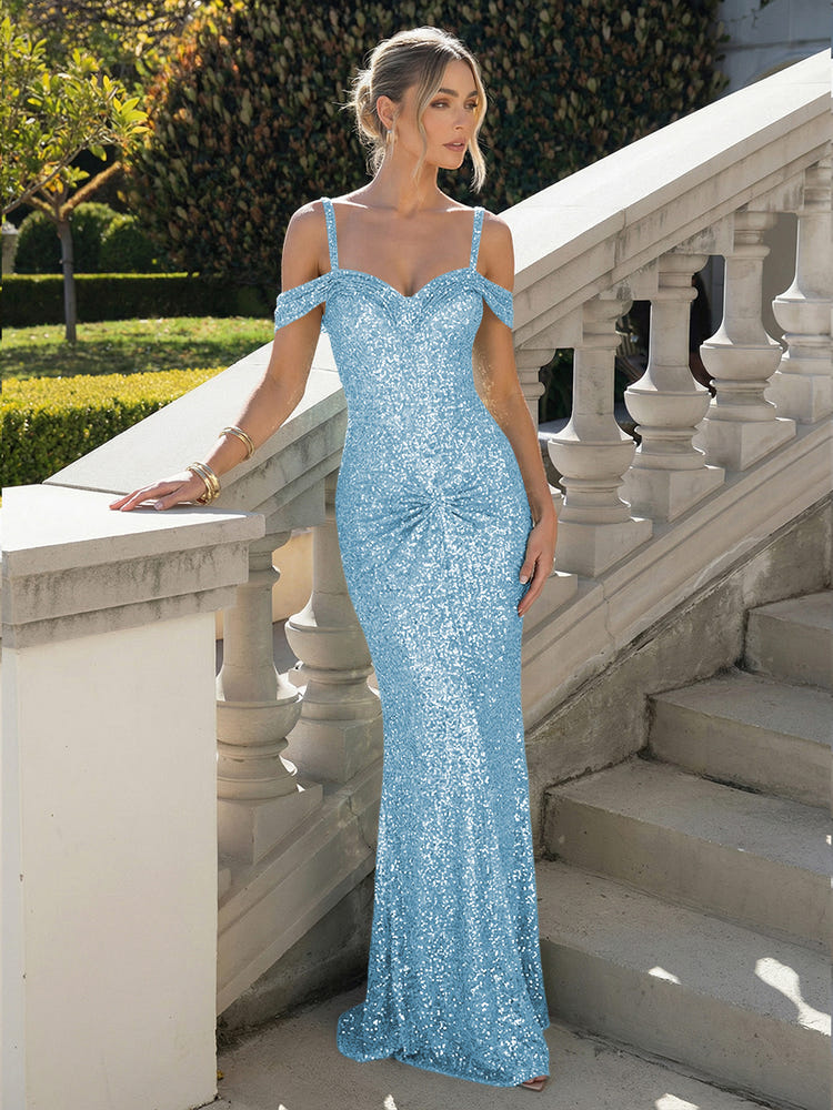Off the Shoulder Sequin Mermaid Formal Dresses