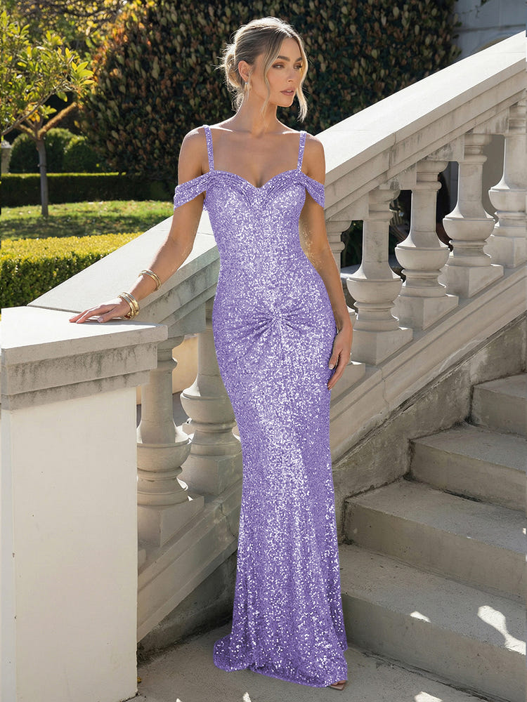 Off the Shoulder Sequin Mermaid Formal Dresses