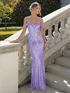 Off the Shoulder Sequin Mermaid Formal Dresses