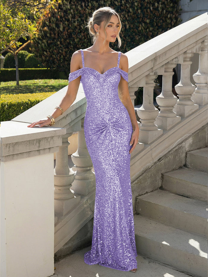 Off the Shoulder Sequin Mermaid Formal Dresses