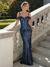 Off the Shoulder Sequin Mermaid Formal Dresses