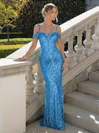 Spaghetti Straps Sequin Mermaid Prom Dress