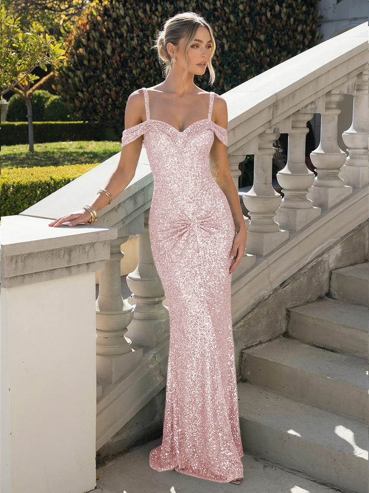 Off the Shoulder Sequin Mermaid Formal Dresses