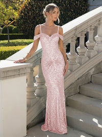 Spaghetti Straps Sequin Mermaid Prom Dress