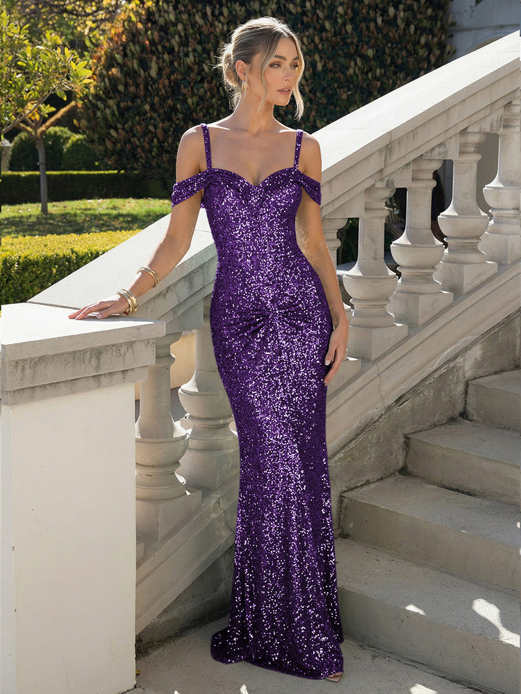 Off the Shoulder Sequin Mermaid Formal Dresses