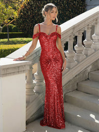 Spaghetti Straps Sequin Mermaid Prom Dress