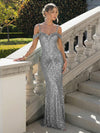 Off the Shoulder Sequin Mermaid Formal Dresses