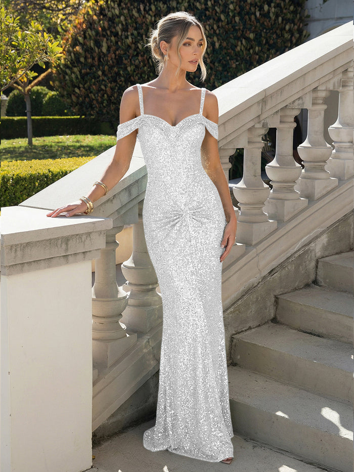 Off the Shoulder Sequin Mermaid Formal Dresses