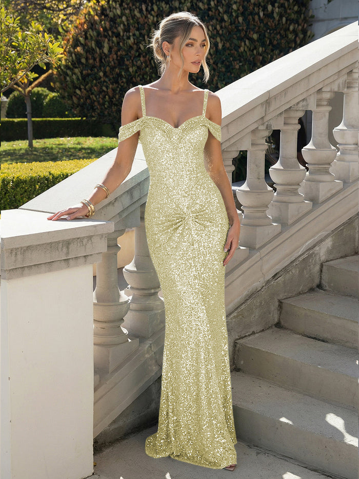 Off the Shoulder Sequin Mermaid Formal Dresses