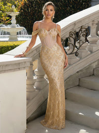 Spaghetti Straps Tulle Mermaid Prom Dress