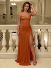 Satin Shimmering Sheath Spaghetti Straps Formal Dresses