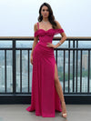 Off the Shoulder Glitter Sequin Mermaid Prom Dresses with Slit