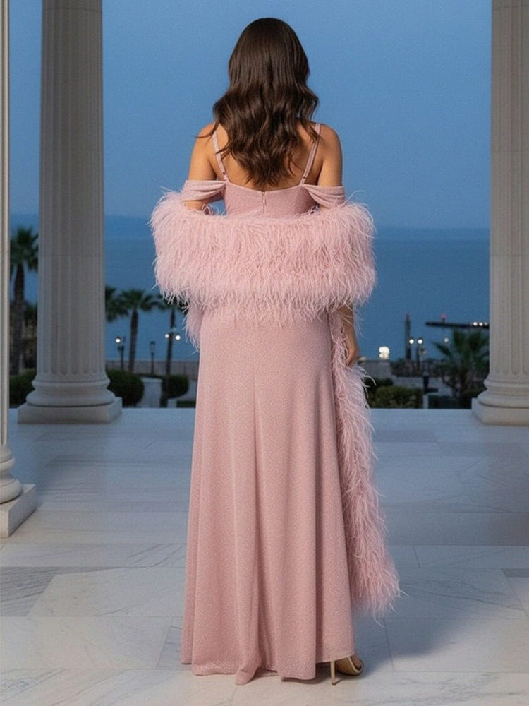 Spaghetti Straps Glitter Evening Dresses Sequin Mermaid Formal Dresses
