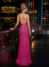 Deep V Neck Beaded Mermaid Evening Dresses with Slit