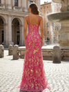 Mermaid Spaghetti Straps Sequin Evening Dresses with Slit