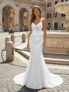 Sequin Embroidery Mermaid Spaghetti Straps Bow Evening Dresses