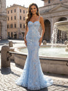 Mermaid Spaghetti Straps Evening Dresses with 3D Flower Appliques
