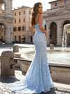 Mermaid Spaghetti Straps Evening Dresses with 3D Flower Appliques
