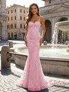 Mermaid Spaghetti Straps Evening Dresses with 3D Flower Appliques