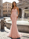 Mermaid Spaghetti Straps Evening Dresses with 3D Flower Appliques