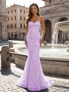 Mermaid Spaghetti Straps Evening Dresses with 3D Flower Appliques
