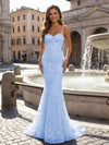 Mermaid Spaghetti Straps Evening Dresses with 3D Flower Appliques