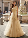 Tulle A Line One Shoulder Ruffles Prom Dresses