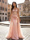 Sequin Embroidery Mermaid Sweetheart Sequin Evening Dresses with Train