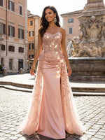 Sequin Embroidery Mermaid Sweetheart Sequin Evening Dresses with Train