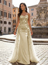 Sequin Embroidery Mermaid Sweetheart Sequin Evening Dresses with Train