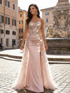 Sequin Embroidery Mermaid Sweetheart Sequin Evening Dresses with Train