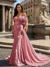 Sequin Embroidery Mermaid Off the Shoulder Sequin Evening Dresses