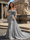 Sequin Embroidery Mermaid Off the Shoulder Sequin Evening Dresses