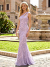 One Shoulder Lace Appliques Evening Dresses Formal Mermaid Dresses