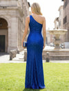 One Shoulder Sequin Mermaid Evening Dresses with Slit