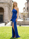 One Shoulder Sequin Mermaid Evening Dresses with Slit