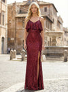 Spaghetti Straps Sequin Formal Dresses with Slit