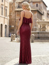 Spaghetti Straps Sequin Formal Dresses with Slit