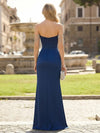 Off the Shoulder Satin Mermaid Pleated Formal Dresses