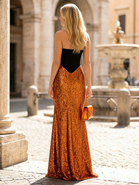 Corset Strapless Satin Sequin Mermaid Formal Dresses