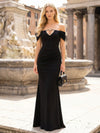 Off the Shoulder Satin Mermaid Hollow Out Formal Dresses