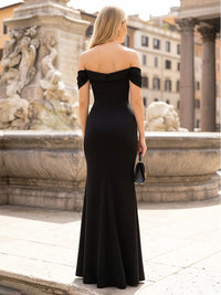 Off the Shoulder Satin Mermaid Evening Dresses Sweetheart Hollow Out Formal Dresses